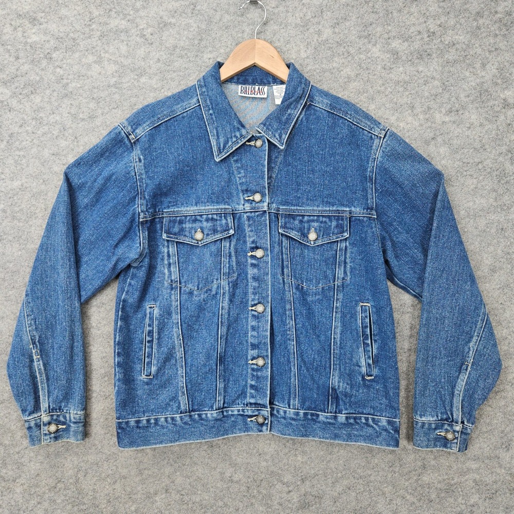 Bill Blass Denim Jacket Women's Blue Small Vintage Cotton‎ Trucker Button Up